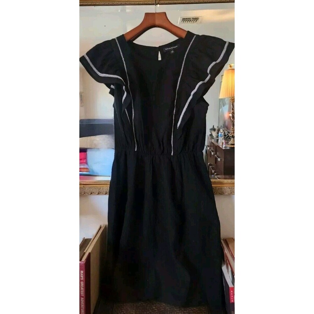 Banana Republic Black Ruffled Sleeve Fit‎ Flare Dress Women's Size XS